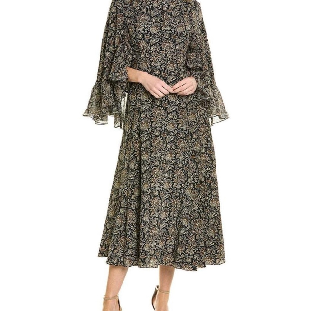NWT Michael Kors Collection Luxury Silk Floral Paisley Dress Gown w/ Cape